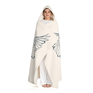 Wings Cream | Hooded Sherpa Fleece Blanket